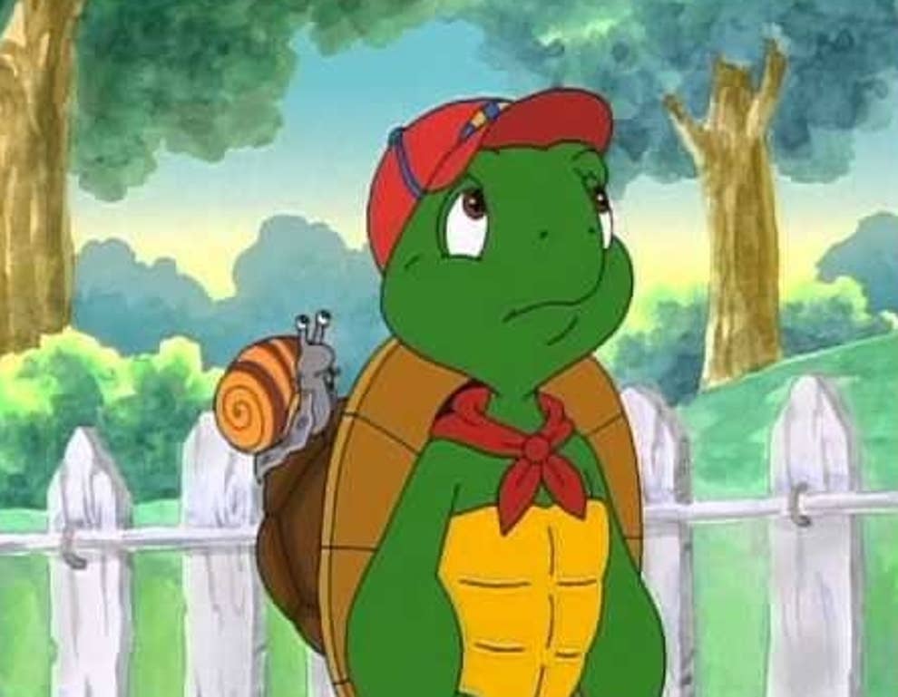 Cartoon Franklin The Turtle With Glasses.