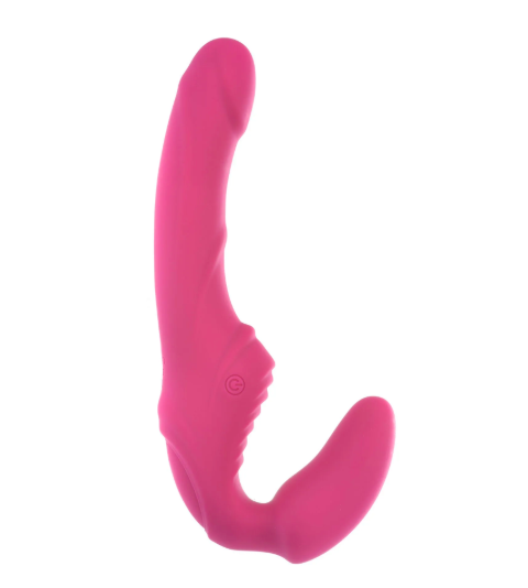 The pink toy with realistically textured shaft