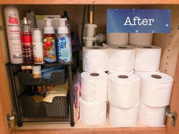organized items nether a descend utilizing the stackable 2 tier sliding handbasket drawers