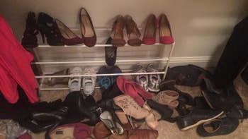 messy shoes not staying on a small shoe rack