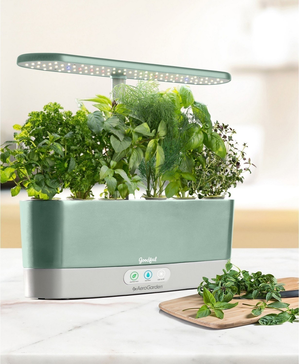 It features LED grow lights, plus a system that reminds you when it's time to feed and water the plants! Herbs included: Genovese basil, curly parsley, dill, mint, thyme, Thai basil and Miracle-Gro plant food.Promising review: "I love to cook, so the thought of having fresh herbs and veggies right on my kitchen counter was exciting. However, I had never had much success gardening. This changed that for me. I made the best caprese salad I have ever eaten last week with some fresh basil from my garden. My kids actually enjoy helping me harvest and eat something green. It is freezing outside right now, but we still have fresh produce growing in our home! I can't believe it works this well. If you enjoy cooking or gardening, I would highly recommend." —FreshMomDon't forget the AeroGarden Gourmet Herbs 9-Pod Seed Kit!And check out even more product details from this BuzzFeeder's review! Get it from BuzzFeed's Goodful line, exclusively at Macy's for $189.99.