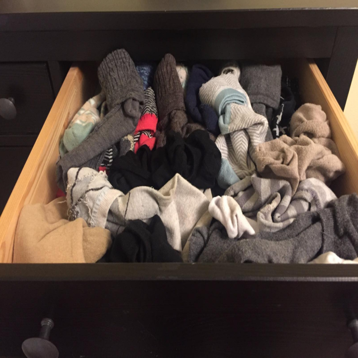 a messy drawer