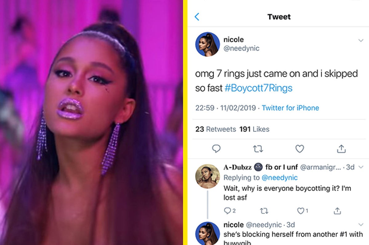 Janice rekenmachine Vorm van het schip Ariana Grande Fans Are Boycotting "7 Rings" And Here's Why