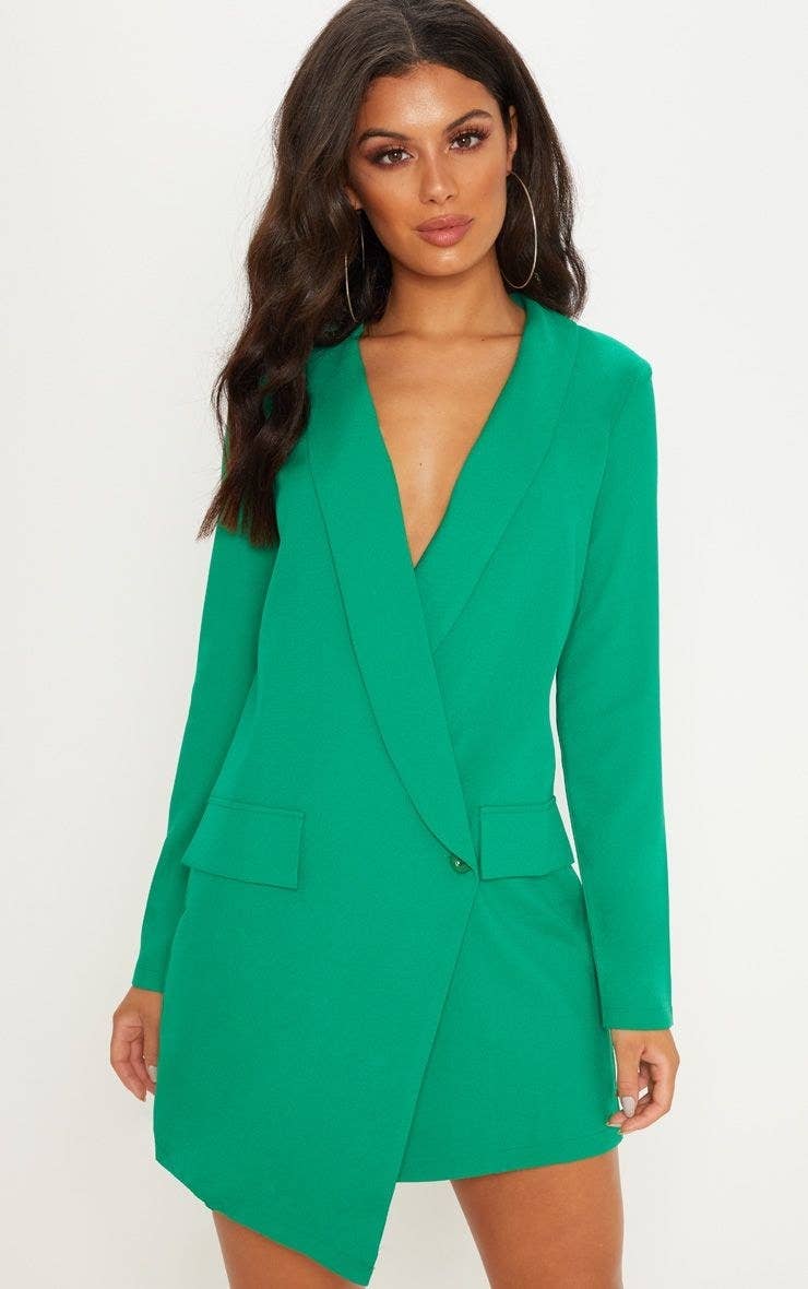 green emerald velvet dress Neon Green Corset Waist Women Halloween Leather Blazer Mini Dress Custom / Red