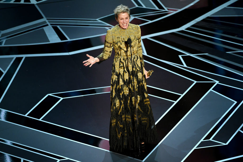 What she won for: Three Billboards Outside Ebbing, MissouriWho designed the dress: She did not walk the red carpet or reveal who designed her dress.