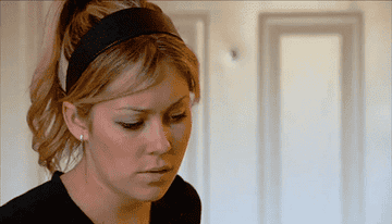 gif of Lauren Conrad from the TV show &quot;The Hills&quot; thinking hard