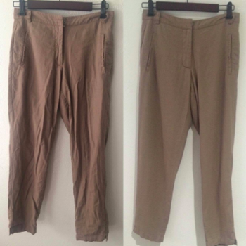 Reviewer pants before and after using steamer