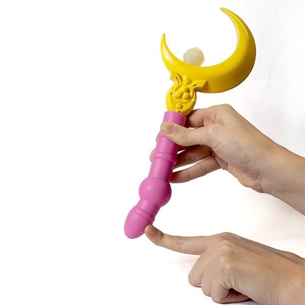 The wand's handle is made of silicone with a hard acrylic core and the moon is made of resin. Get it from GeekySexToys on Etsy for $110.