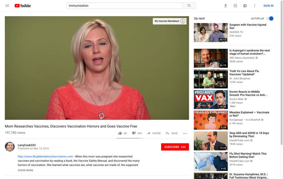 反ワクチン論を唱える動画がyoutubeのリコメンド枠に 反ワクチン論を唱える動画がyoutubeのリコメンド枠に