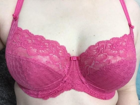 Reviewer photo of them wearing the lace bra
