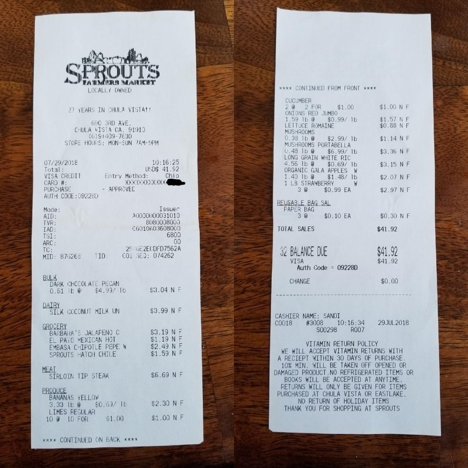 Grocery Store Receipt Template