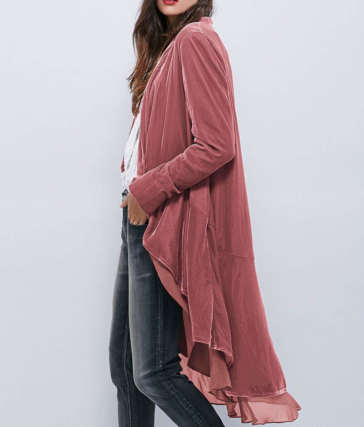 A model in the rose duster