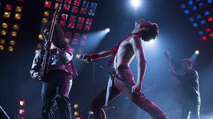 Rami Malek as Freddie Mercury in Bohemian Rhapsody.