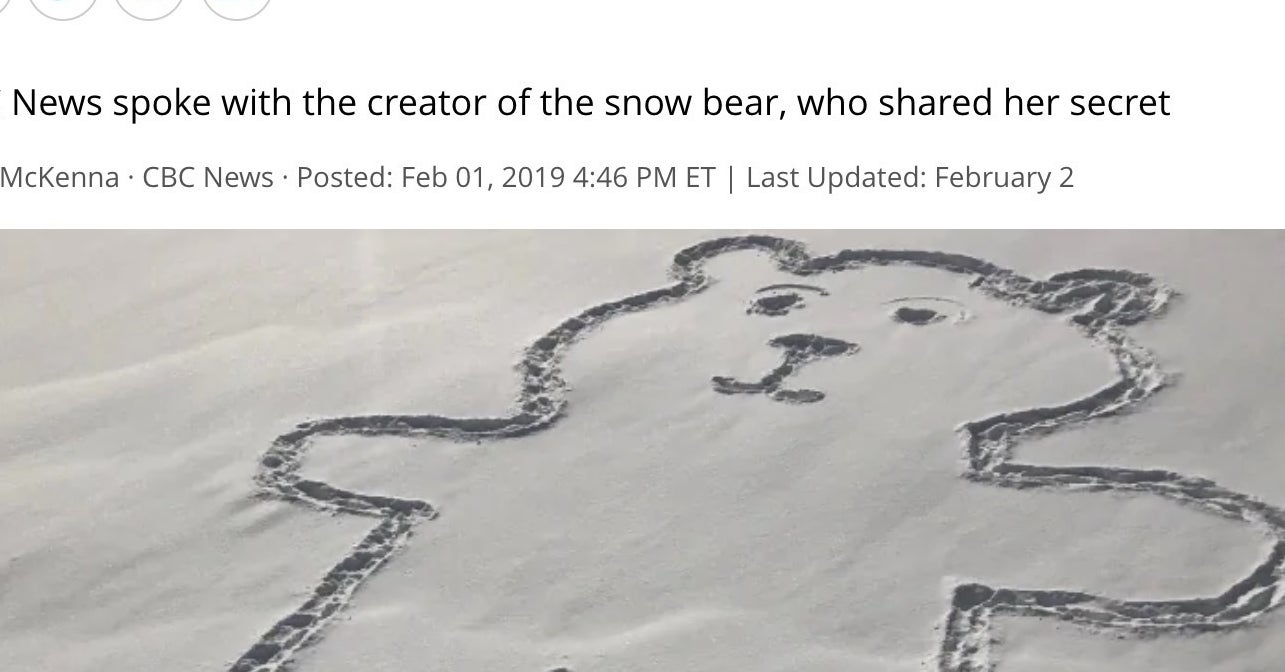 あのへそはどうやって 雪上の巨大クマ像に北米が沸く