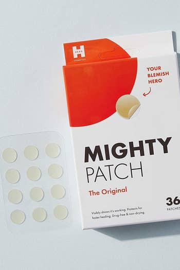 pack of 36 circular Mighty Patches on a plastic adhesive strip