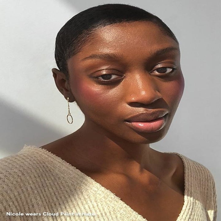 model wearing cloud paint 