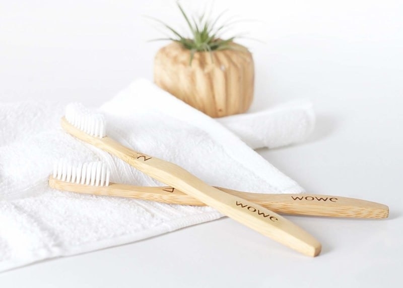 the bamboo toothbrushes with white bristles
