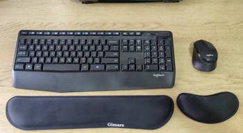 a reviewer's set up featuring the wrist rests