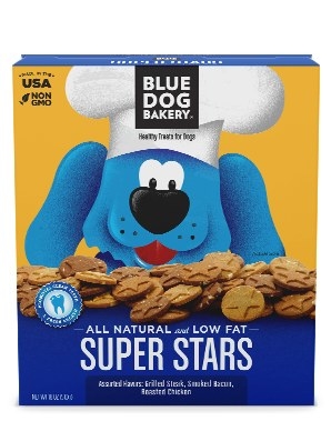 Super crunchy and super tasty Super Stars from Blue Dog Bakery are perfect for small dogs, puppies, or any pooch destined for stardom. The low fat treats are baked with an extra crunch to help clean teeth and freshen breath. Your dog will love the bite-sized, flavor-packed treats made without artificial ingredients.