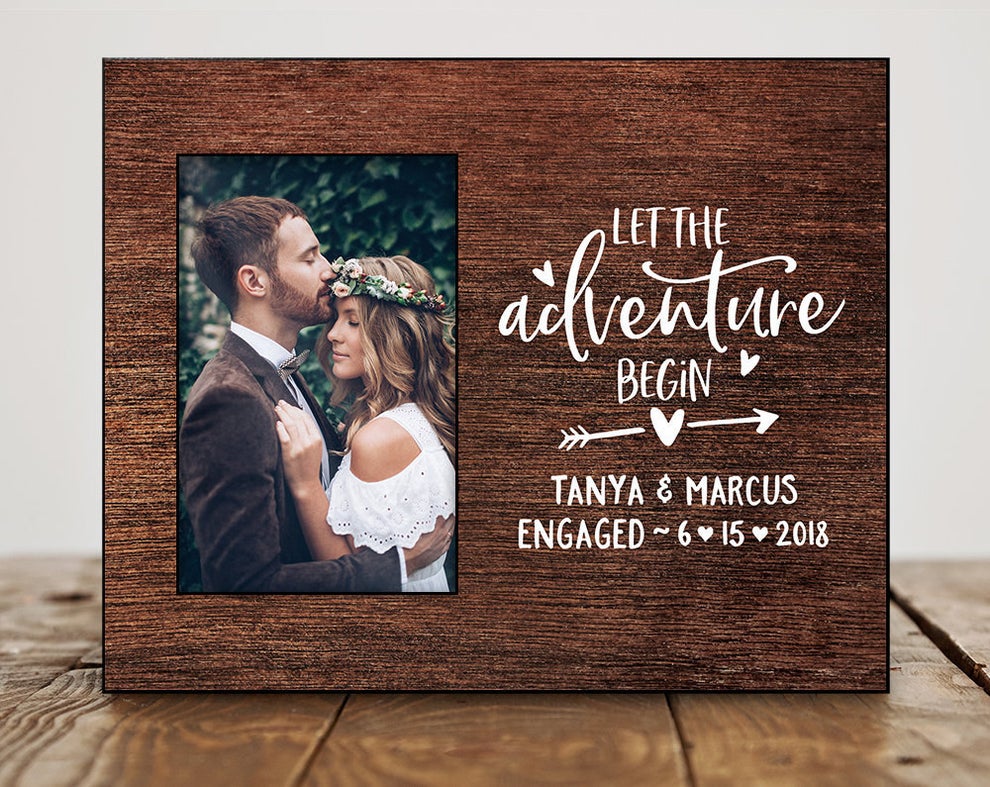 Wedding Engagement Couples Gift Wooden Sign Personalised Happily Ever After