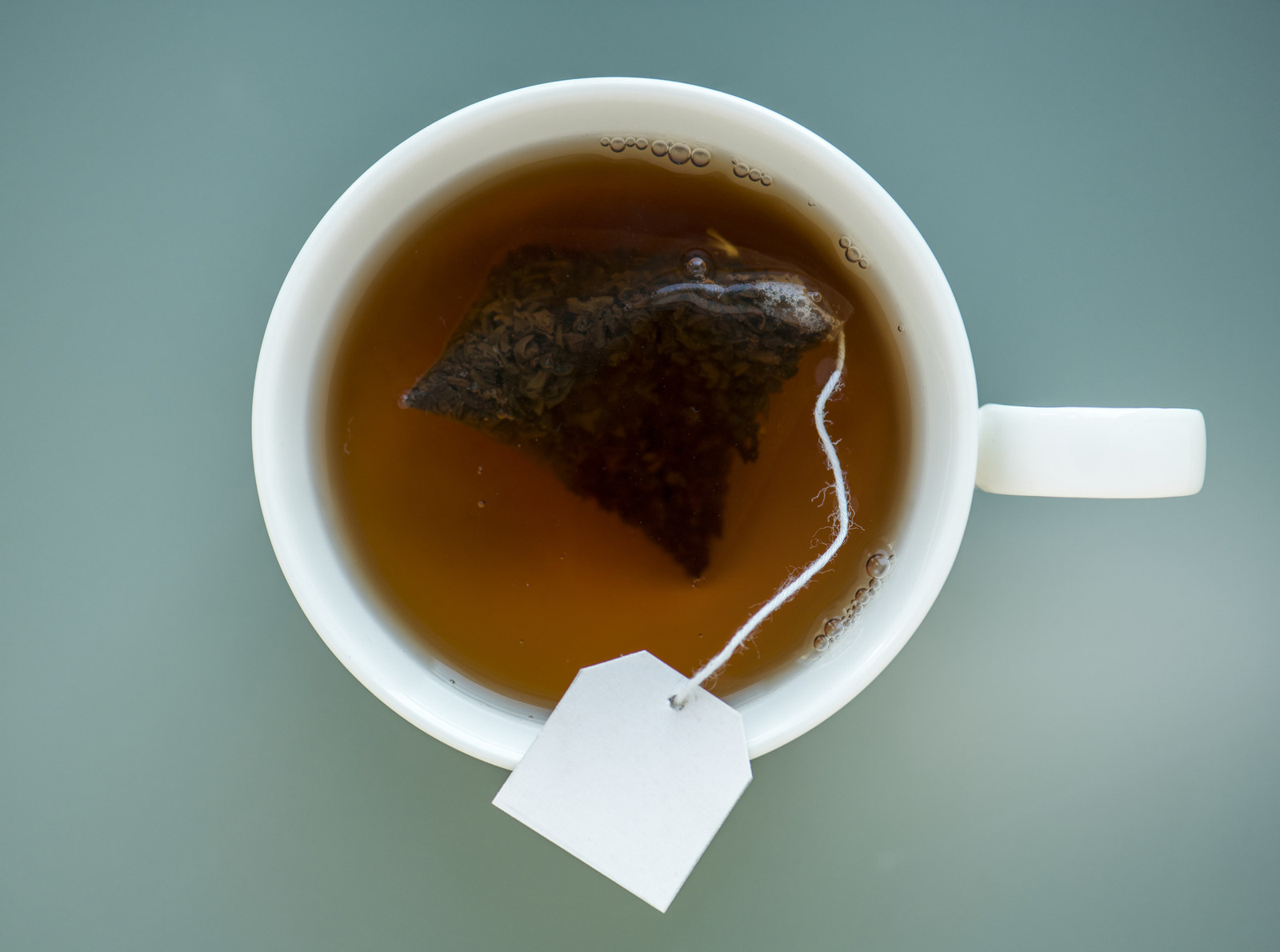 A tea bag in a mug