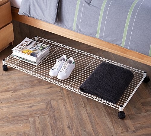 white wire rolling shelf with assorted things on it