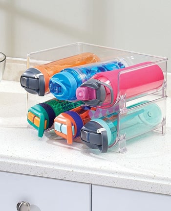 organizer holding multiple water bottles
