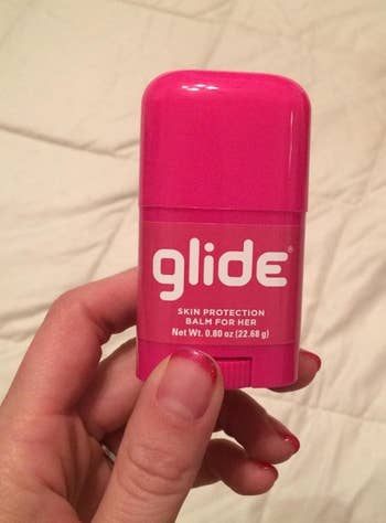 pink deodorant-like tube that reads 