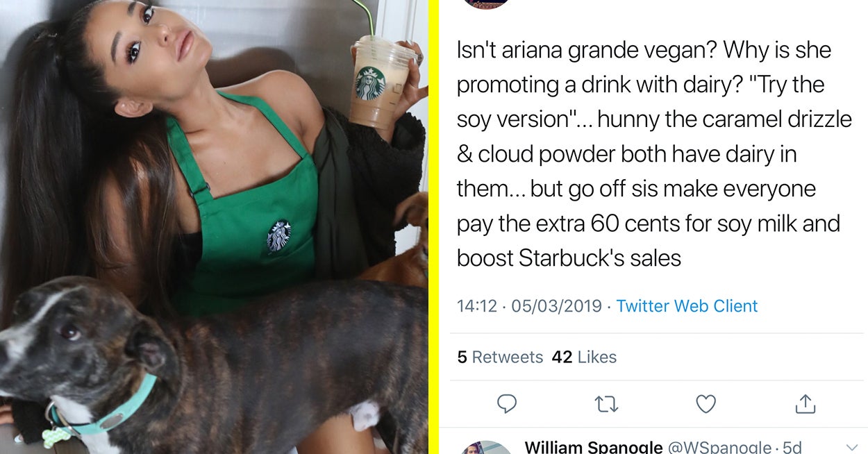 Ariana Grandes Starbucks Drink Isnt Vegan And People Are