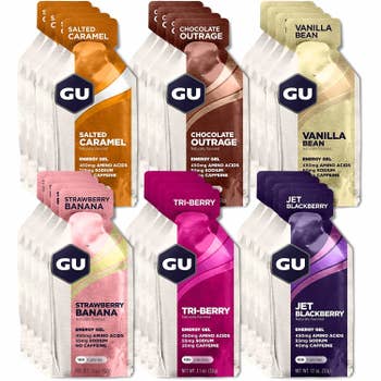 the assortment pack of Gu Energy Gel in different flavors