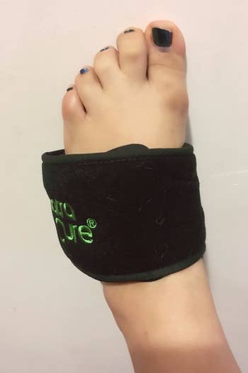 person's foot enclosed in the wrap 