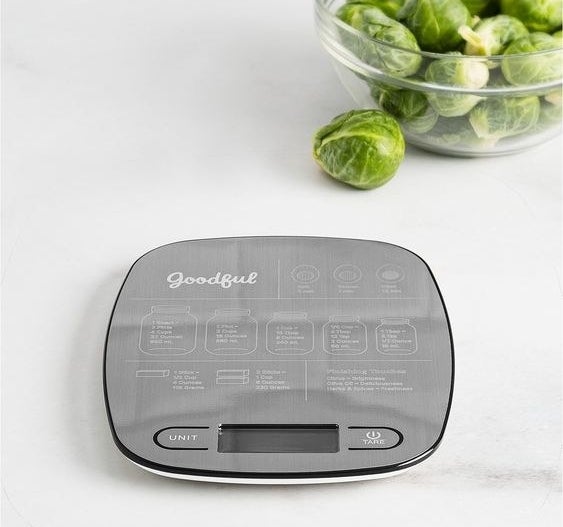 It's easy-to-read digital screen can measure in grams, ounces, pounds, milliliters, and fluid ounces!Promising review: "I love it. What's also helpful are the measurements that's on top of it. It's very easy to use. I simply lay scale on a flat surface, add my bowl/plate, and add my food. It allows you to change measurements unit as the item sits on the scale. I'm buying one for my mom when it's on sale again." —SheridaHGet it from BuzzFeed's Goodful line, exclusively at Macy's for $35.99.