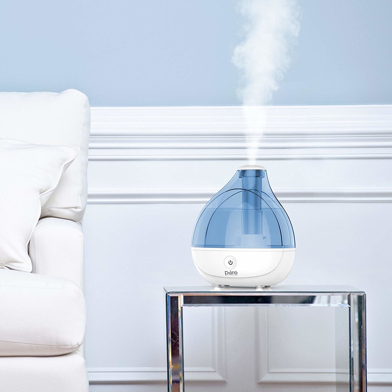 The humidifier sitting next to a couch