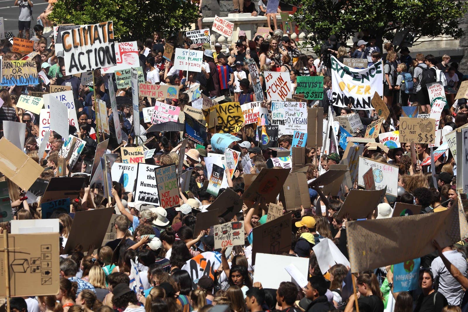 Студенты в Окленде на площади Аотеа.