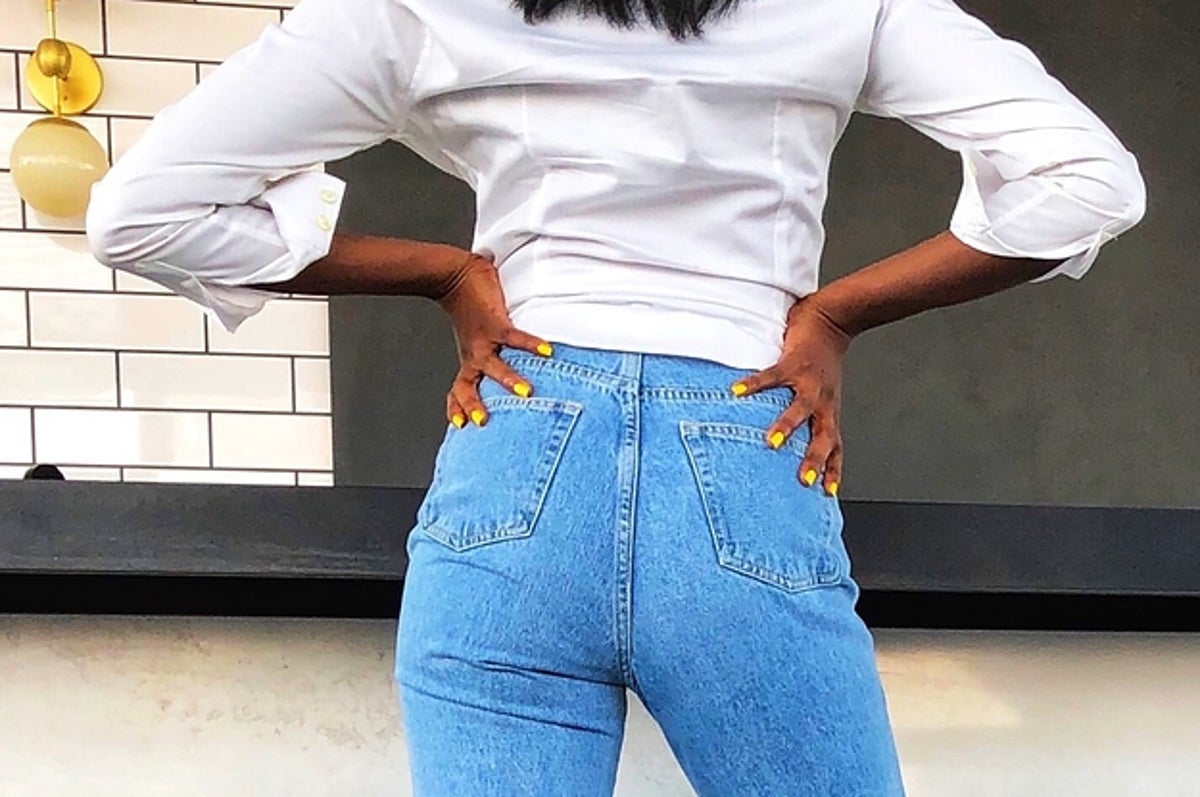 TheMogan Women's Curvy Butt Elastic Waist Comfort Stretch Skinny Jeans Dark  7 