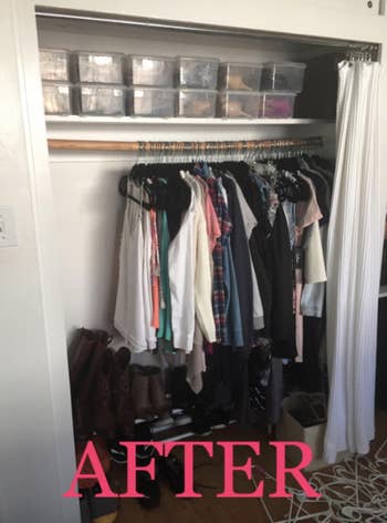 Reviewer's closet after using the velvet hangers 