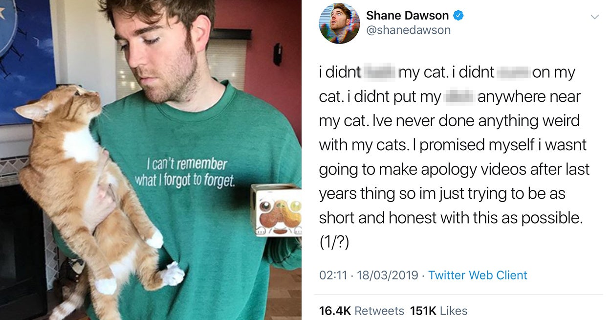 Shane Dawson Has Denied The Rumour He Had Sex With His Cat