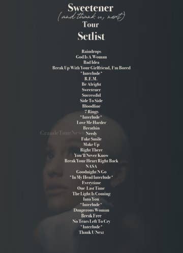 Ariana Grande Songs Ariana Grande Sweetener Tour Setlist