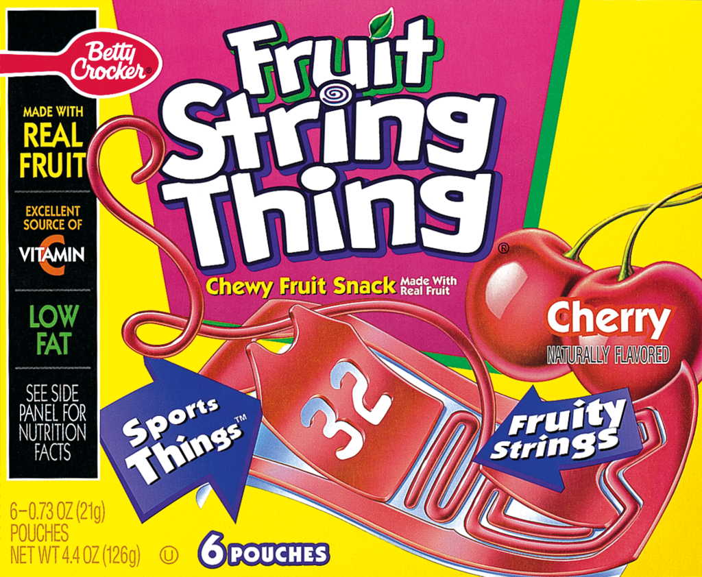 box cover of cherry flavored Fruit String Thing