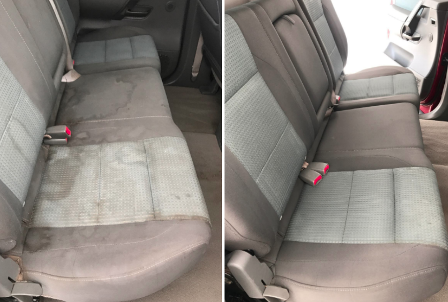 Reviewer&#x27;s before/after pic showing much cleaner seats free of bad stains