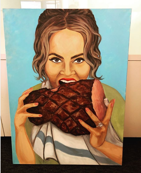 (BTW, if you REALLY loved eating like Chrissy, you'd have a painting of yourself eating a giant ham too.)