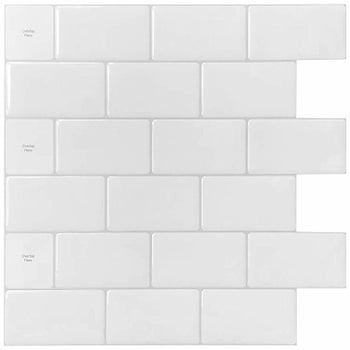 One sheet of the white tile backsplash