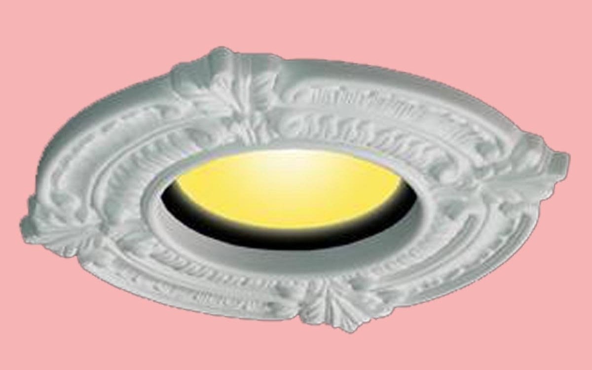 A recessed light with the medallion attached