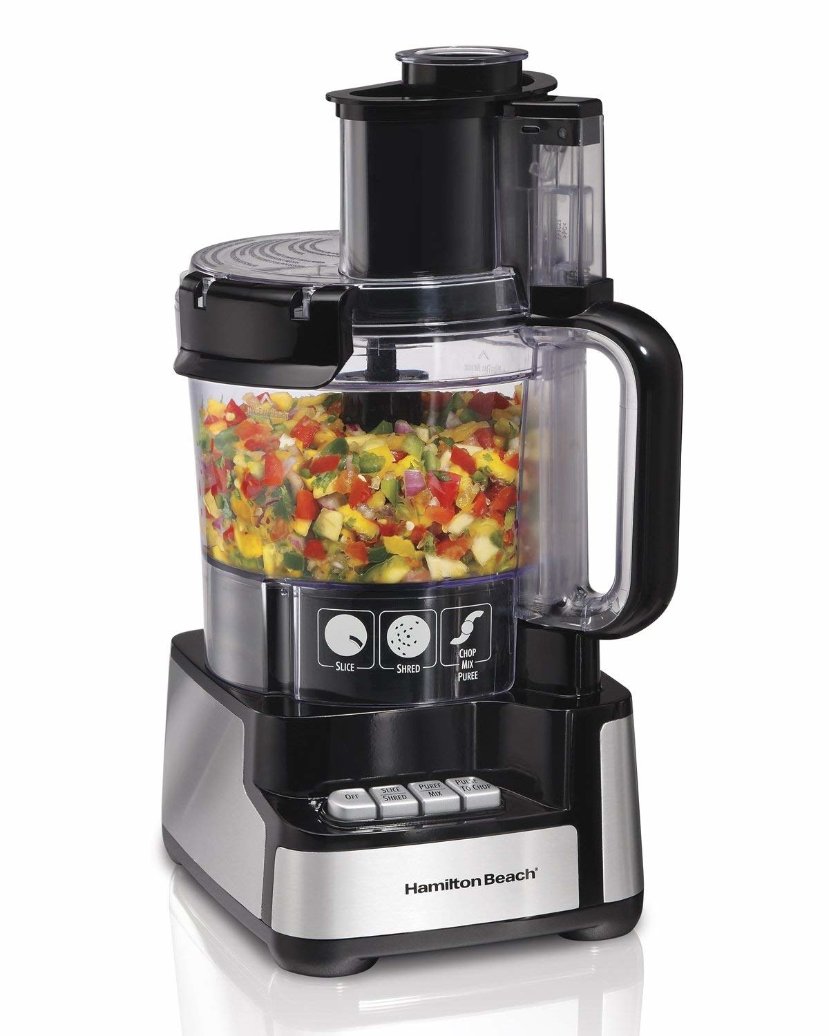 "It makes grating a block of cheese a thirty-second job."—carinaw4997f70cfGet a Hamilton Beach 12-cup food processor on Amazon for $49.99 and get a homemade hummus recipe you can make in it.