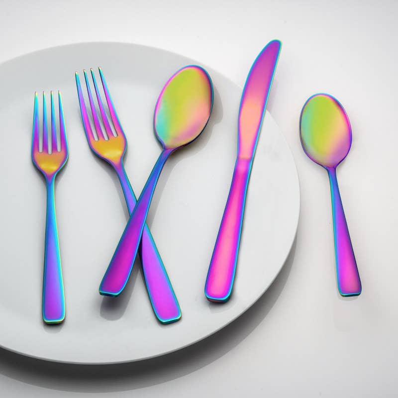 Promising review: “What a fun set! The iridescent colors will make any boring dinner table pop with personality. The set is well-made, has a nice sturdy weight, and is such a good deal for a 20-piece set.” —SFShopper AudPrice: .94