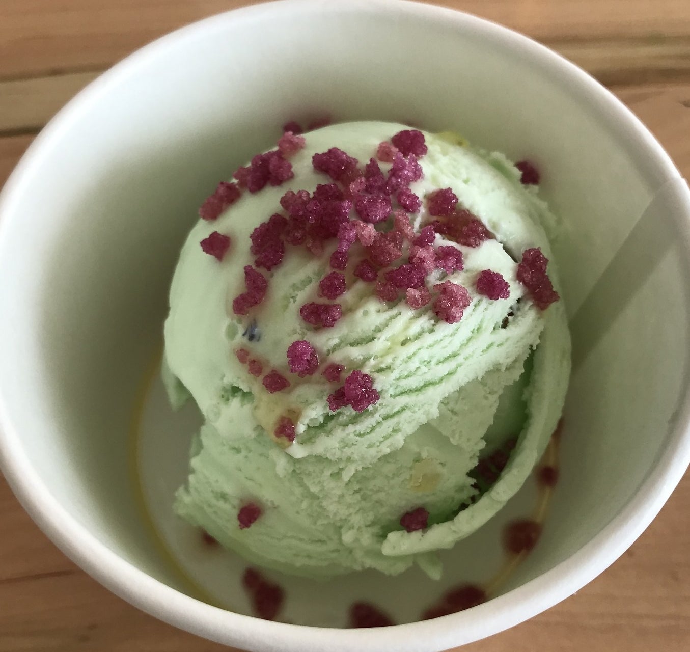 What's in it: Lemon verbena ice cream speckled with rose crystals, marigolds, and candied bergamot orange.