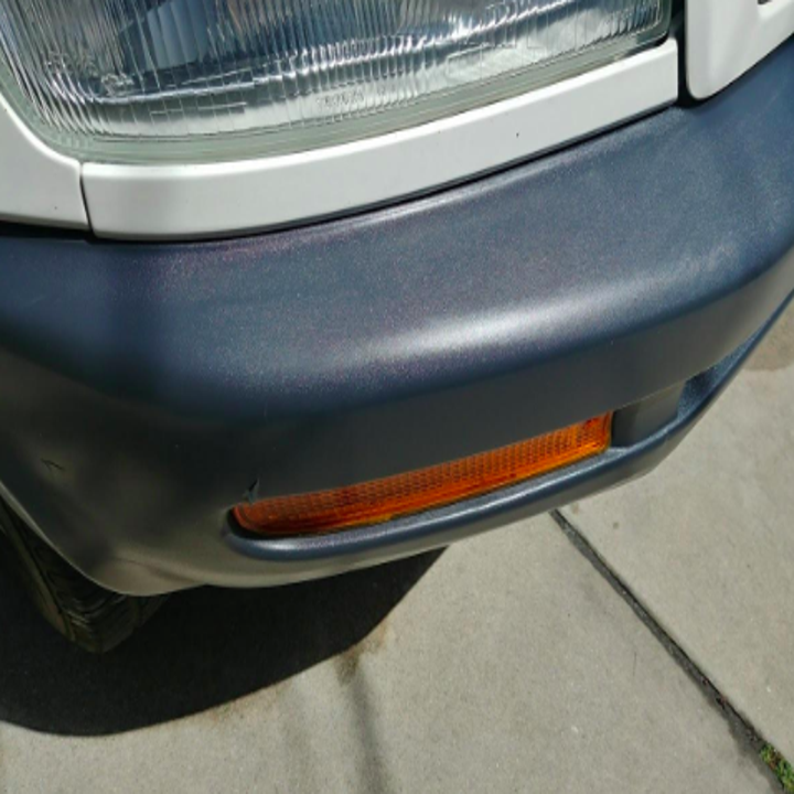 same bumper looking shiny with the spray
