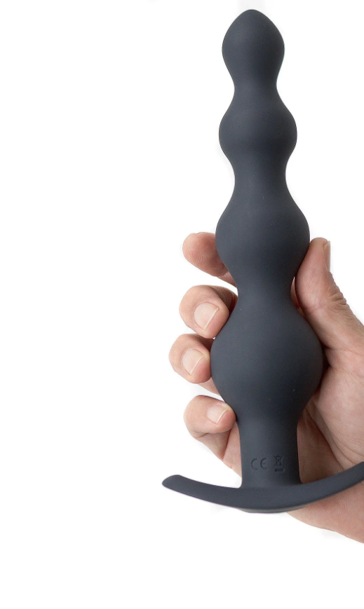 hand holding the black anal vibrator