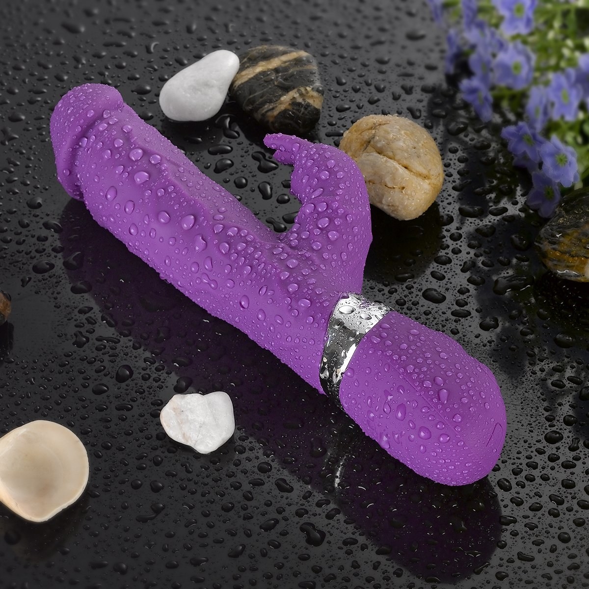 Promising review: "Firstly, let me say that this guy really surprised me! I was not at all expecting it to be so powerful. The vibes and vibration patterns are insane. It's also the absolute perfect size for me. It has a very nice long-lasting battery; my boyfriend and I had fun with this for well over two hours. The two 'rabbit ears' actually work really well, unlike most that I have tried. This is by far my new favorite toy. Pros: extremely powerful, perfect length and girth, insanely unique vibration and thrusting patterns, double the pleasure, double the fun, the bunny ears actually work (very well!), it feels surprisingly realistic, after charging the battery lasts long." —KrissyKGet it from Amazon for $25.99.