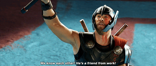 Chris Hemsworth recalled the day on set saying, "We had a young kid, a Make-A-Wish kid on set that day. He goes, ‘You know, you should say, 'He’s a friend from work!'"